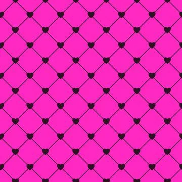 Emo pop punk seamless pattern with black hearts on pink fishnet background... 스톡 일러스트