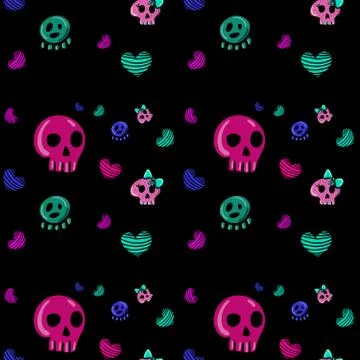 Emo style seamless pattern Stock Illustration