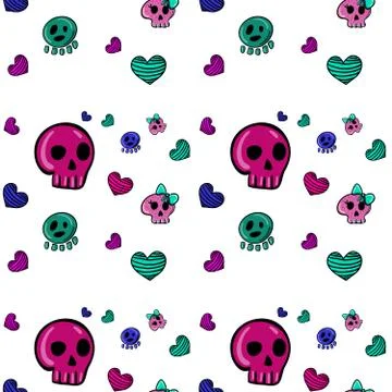 Emo style seamless pattern Stock Illustration