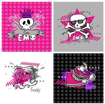 Emo vector banners, suitable for t-shirt print Stock Illustration