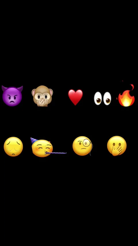 Emoji animation with devil, monkey, heart, eyes and fire symbols Stock Footage 329406360