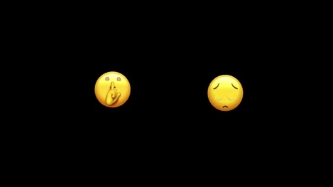 Emoji animation of keep silence face next to a sad face Stock Footage 329406629