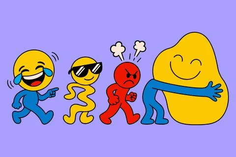 Emoji Characters with Different Emotions Stock Illustration