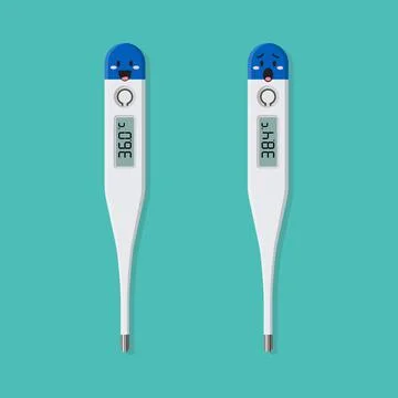 Emoji characters of Fevers and Normal Body Temperature Stock Illustration