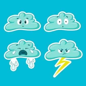 Emoji Clouds Set Illustrazione stock