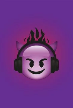 EMOJI DEMON DEVIL VECTOR Headphones Apple iOS Stock Illustration