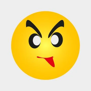 Emoji emoticon with a grumpy expression. Yellow Angry Cartoon Face Emoji Peop Stock Illustration
