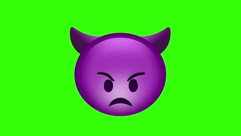 Emoji face animation of devil on green screen Stock Footage 329405885