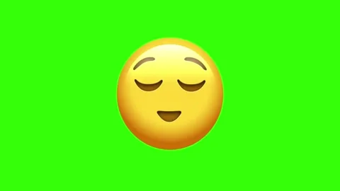 Emoji face expression with closed eyes and mouth open on green screen Stock Footage 329405802
