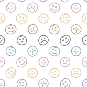 Emoji Faces Dithering Pattern. Vector seamless dithering pixel style pattern Stock Illustration