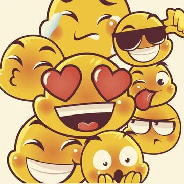 Emoji faces expression funny faces reactions collection Stock Illustration