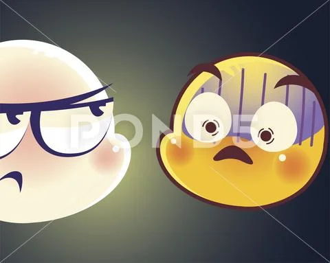 Emoji faces expression sad mood surprise scared characters: Graphic ...