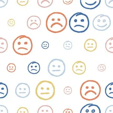 Emoji Faces Seamless Pattern. Vector seamless dithering pixel style pattern Stock Illustration
