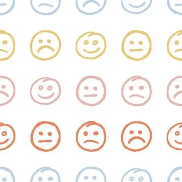 Emoji Faces Seamless Pattern. Vector seamless dithering pixel style pattern Stock Illustration