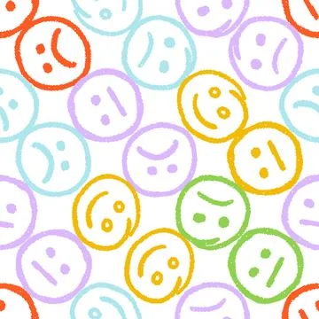 Emoji Faces Seamless Pattern. Vector seamless dithering pixel style pattern Stock Illustration