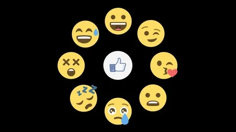 Emoji faces (smileys) pop up from like button.  (with Alpha Channel) Stock Footage 72351852