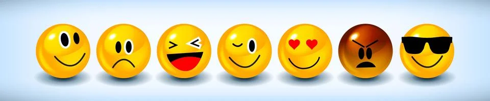 Emoji Feeling Faces Vector Stock Illustration