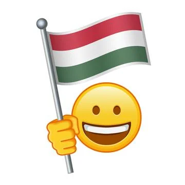 Emoji with Hungary flag Large size of yellow emoji smile Stock Illustration