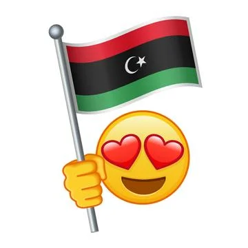 Emoji with Libya flag Large size of yellow emoji smile 스톡 일러스트