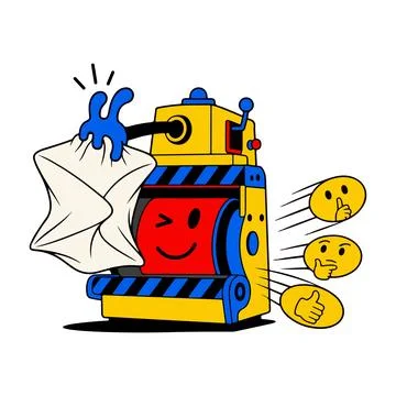 Emoji Machine Delivering Mail Stock Illustration