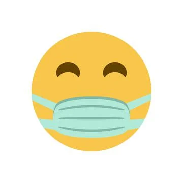 Emoji with mask vector icon on white background Illustrazione stock
