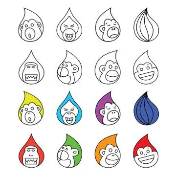 Emoji monkey in the form of drops Illustrazione stock