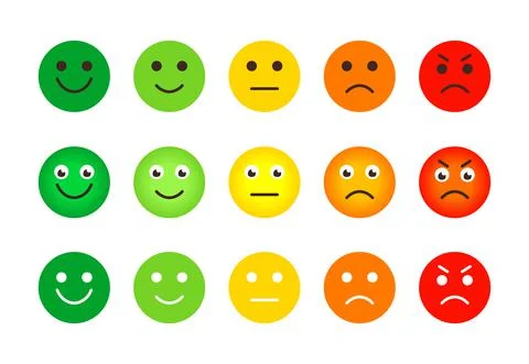 Emoji mood indicator emotion feedback set vector Stock Illustration