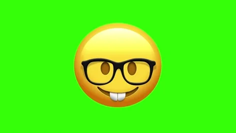 Emoji nerd face blinking isolated on chroma key background Stock Footage 329405880
