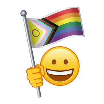 Emoji with New Progress pride flag Large size of yellow emoji smile Stock Illustration