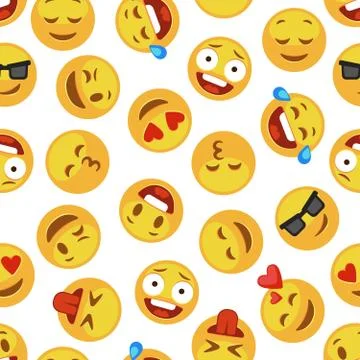 Emoji pattern. Emotions faces emoticon smile funny cute smiley expression Stock Illustration