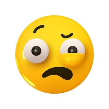 Emoji Pleading Face Emoji. Emotion 3d cartoon icon. Yellow round emoticon. .. Stock Illustration