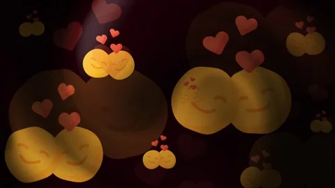 Emoji Romantic Couple Background Loop Stock Footage 309465816