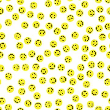 Emoji seamless pattern background. Simple smile yellow emoticons. Vector Illustrazione stock