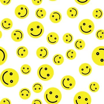 Emoji seamless pattern background. Simple smile yellow emoticons. Vector Illustrazione stock