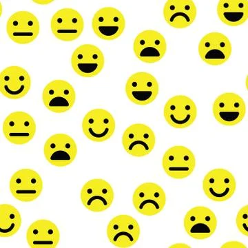 Emoji seamless pattern background. Simple yellow emoticons. Vector illustration Illustrazione stock