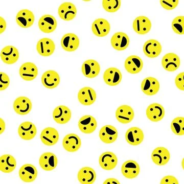 Emoji seamless pattern background. Simple yellow emoticons. Vector illustration Stock Illustration