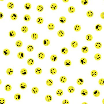 Emoji seamless pattern background. Simple yellow emoticons. Vector illustration Illustrazione stock