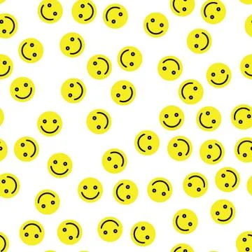 Emoji seamless pattern background. Simple smile yellow emoticons. Vector Stock Illustration