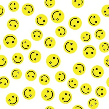 Emoji seamless pattern background. Simple smile yellow emoticons. Vector Stock Illustration