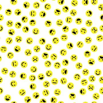 Emoji seamless pattern background. Simple yellow emoticons. Vector illustration Illustrazione stock