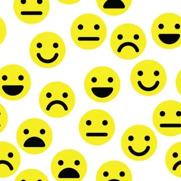 Emoji seamless pattern background. Simple yellow emoticons. Vector illustration Stock Illustration