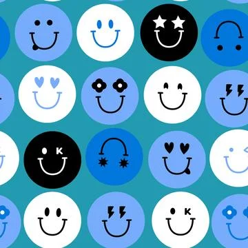 Emoji seamless pattern with funny faces. Great for fabric, textile, wallpaper Stock Illustration