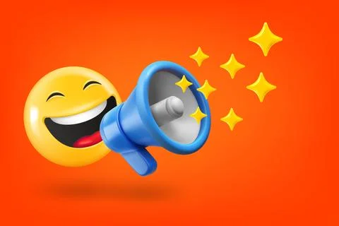 Emoji shouting with Loudspeaker. 3d vector illustration Stockillustratie