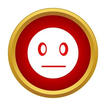 Emoji showing neutral face expression in red circle Stock Illustration