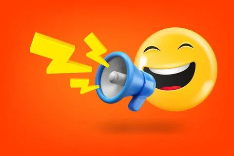 Emoji speaking with Loudspeaker. 3d vector illustration Illustration