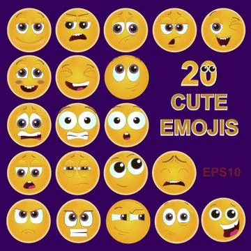 Emoji sticker set. Stock Illustration