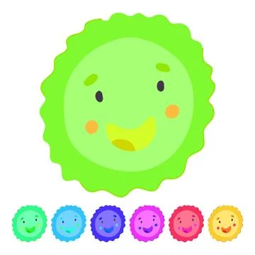 Emoji sun character vector cartoon graphic Stock Illustration
