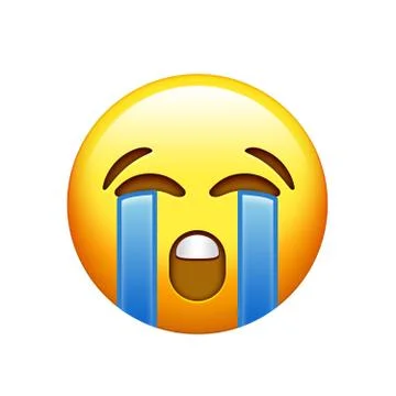 Emoji yellow sad face with crying tear icon Stock Illustration