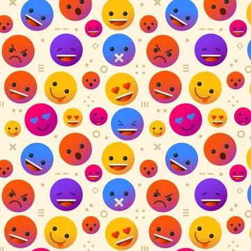 Emojis and shapes pattern template Stock Illustration