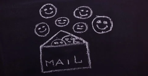 Emojis fly out of the envelope for letters Stock Footage 139730527